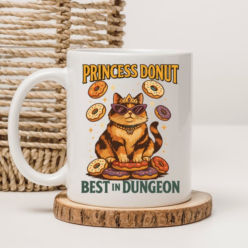 Dungeon Crawler Carl 15 oz Mug Coffee Cup Donut Cat Funny Novel Book 24